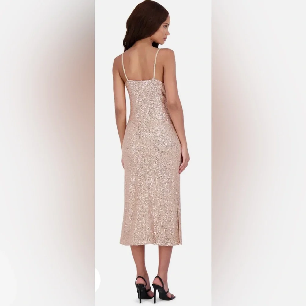 Steve Madden Pink Sequined Double Slit Slip Dress Size Medium (6-8) NWT - Picture 3 of 11